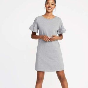 Old Navy Ruffle-Sleeve Tee Dress for Heather Gray, Size XS Petite